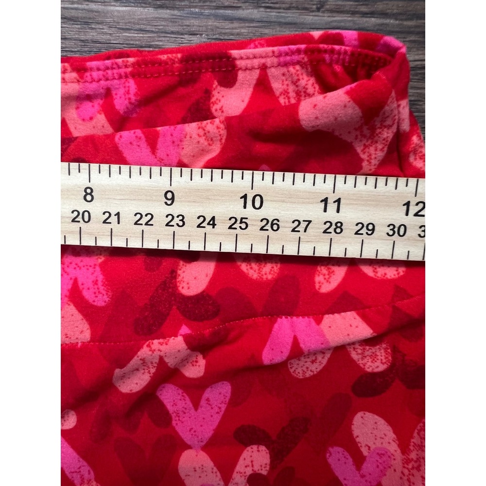LuLaRoe Red Pink Heart Print Leggings OS Valentine's Day High Waist Soft Stretch - Picture 3 of 5